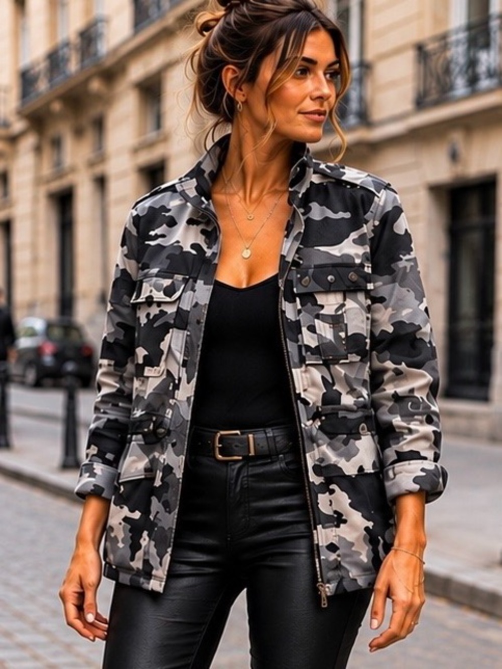 NWT Zadig & Voltaire Kola Camo Skull Utility Jacket L